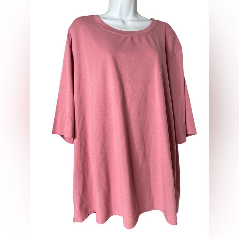 Cuddl Duds Pink Elbow Length Sleeve Tee Round Neck. Sz 3X